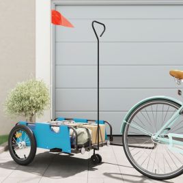 Bike Trailer Blue Oxford Fabric and Iron