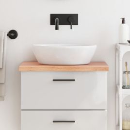 Bathroom Countertop Light Brown 60x40x2-4cm Treated Solid Wood