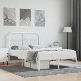 Metal Bed Frame with Headboard White 120x200 cm