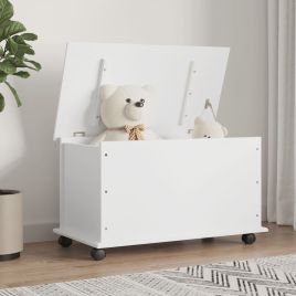 Storage Chest with Wheels ALTA White 73x39.5x44 cm Solid Wood Pine