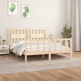 Bed Frame with Headboard Solid Wood Pine 160x200 cm