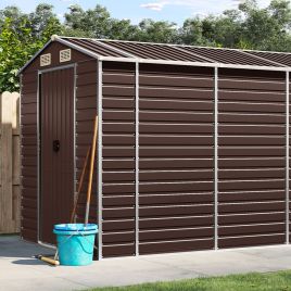 Garden Shed Brown 191x725x198 cm Galvanised Steel