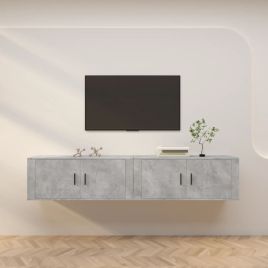 Wall-mounted TV Cabinets 2 Pieces Concrete Grey 100x34.5x40 cm