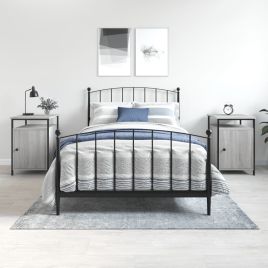 Bedside Table - LUCCA Gus 2 Piece Nightstand Grey Sonoma 40cm