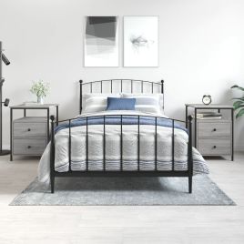 Bedside Table - IMOLA 2 Piece Nightstand Grey Sonoma 44cm