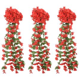Geile Christmas Flower Garlands 3 pcs Red 85cm