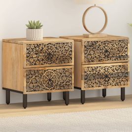Bedside Table - SELKIRK Abe 2 Piece Nightstand Natural 40cm