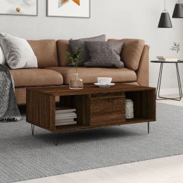 Coffee Table Brown Oak 90x50x36.5 cm Engineered Wood