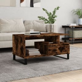 Coffee Table Smoked Oak 90x49x45 cm Engineered Wood