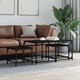 Nesting Coffee Tables 3 pcs Black Engineered Wood