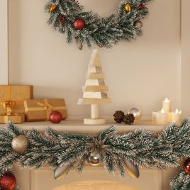 Elvan Wooden Christmas Trees Decoration 2 pcs 30cm Solid Wood Pine