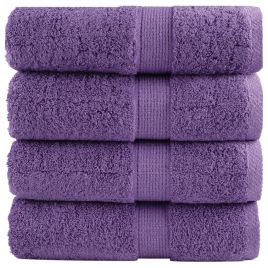 SOLMERE Premium Guest Towels 4 Pieces Purple 30x50 cm 600 gsm