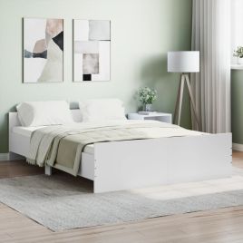 Bed Frame with Headboard and Footboard White 140x190 cm