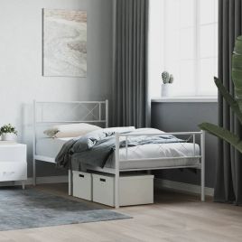 Metal Bed Frame with Headboard and Footboard White 80x200 cm