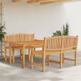 3 Pcs Garden Dining Set Solid Wood Teak