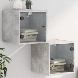 Bedside Table - MAPLE 2 Piece Nightstand Concrete Grey 35cm