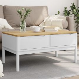 Coffee Table FLORO White 99x55.5x45 cm Solid Pine Wood