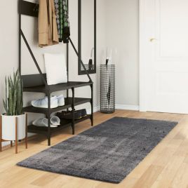 Rug Short Pile Soft and Washable Anthracite 80x200cm
