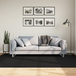 Rug Short Pile Soft and Washable Black 160x230cm