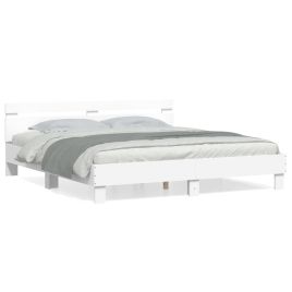 Bed Frame with Headboard White 160x200 cm Engineered Wood
