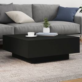 Coffee Table with LED Lights Black 80x80x31 cm