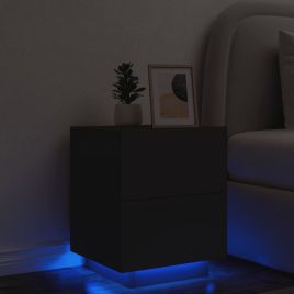 Bedside Table - CLARA Nightstand Black 45cm