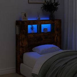 LED Headboard Smoked Oak 100x18.5x103.5cm Engineered Wood
