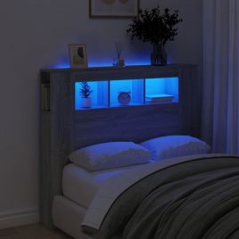 LED Headboard Grey Sonoma 120x18.5x103.5 cm Engineered Wood
