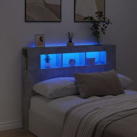 LED Headboard Concrete Grey 140x18.5x103.5cm Engineered Wood