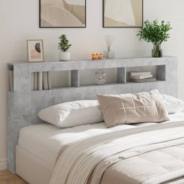 LED Headboard Concrete Grey 200cm Engineered Wood