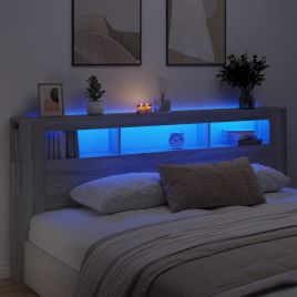 LED Headboard Grey Sonoma 220x18.5x103.5cm Engineered Wood