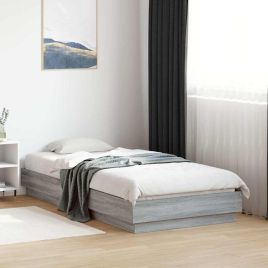 Bedframe Grey Sonoma 90x190cm Single Engineered Wood