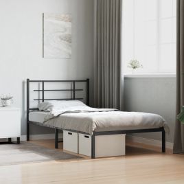 Metal Bedframe with Headboard White 100x190cm