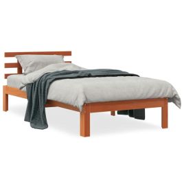 Bed Frame with Headboard Wax Brown 100x200 cm Solid Wood Pine