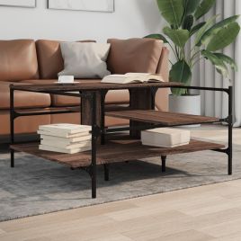 Coffee Table Brown Oak 100x100x48.5 cm EngineeredÂ Wood