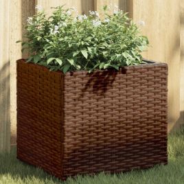 Garden Planter Brown 36x30x32 cm Poly Rattan