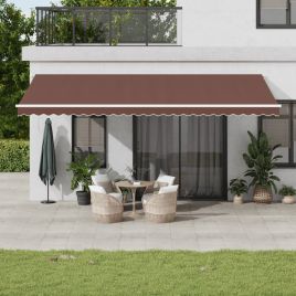 Manual Retractable Awning with LED Brown 600x350 cm