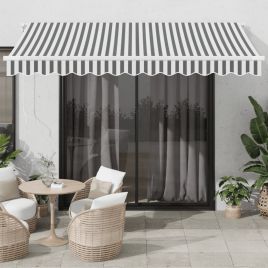 Manual Retractable Awning With LED Anthracite&White 350x250 cm