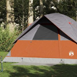 Family Tent Dome 6-Person Orange Waterproof - vid-94705