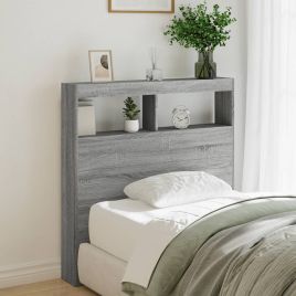 Headboard Cabinet with LED Grey Sonoma 100x17x102 cm