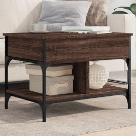 Coffee Table Brown Oak 70x50x50 cm Engineered Wood and Metal