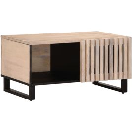 Coffee Table White 80x51x40 cm Solid Wood Mango