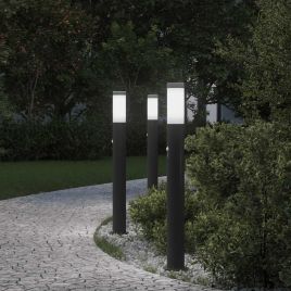 TONGLEN Bollard Lights with Sensor 3pcs 80 cm Stainless IP44 Steel