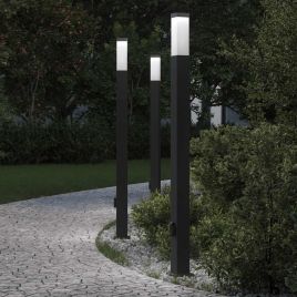 TONGLEN Bollard Lights with Outlet 3 pcs 110 cm IP44 - Black