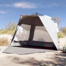 Beach Tent 3-Person Grey Quick Release Waterproof - vid-4005313