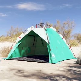 Beach Tent 3-Person Sea Green Quick Release Waterproof - vid-4005315
