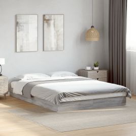 Bedframe Grey Sonoma 140x200cm Engineered Wood