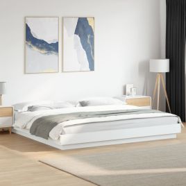 Bedframe with LED Lights White 180x200cm