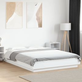 Bedframe with LED Lights White 140x200cm