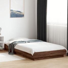 Bedframe with LED Lights Brown Oak 90x190cm